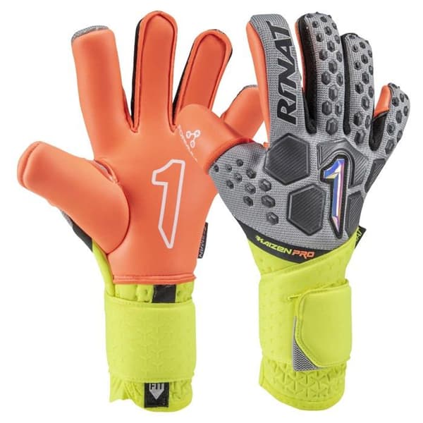 Fotbollsmålvaktshandskar Rinat Kaizen Pro Unisex målvaktshandske, grå/gul/orange, 10