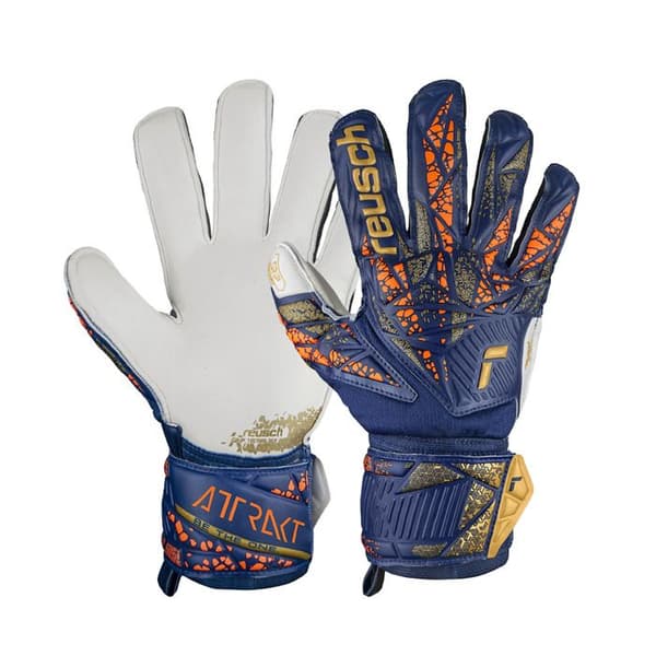Målvaktshandskar - Reusch - Attrak Grip - Färg premium blå/guld - Andningsbar - Unisex
