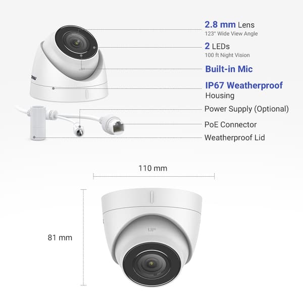 IP-kamera, utomhusväderbeständig, 4K videobevakning