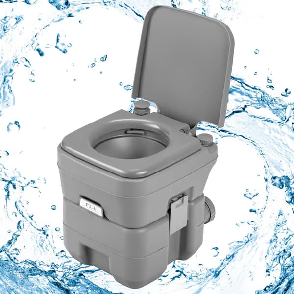 Transportabelt toilet, 16,5x14x17 tommer, grå
