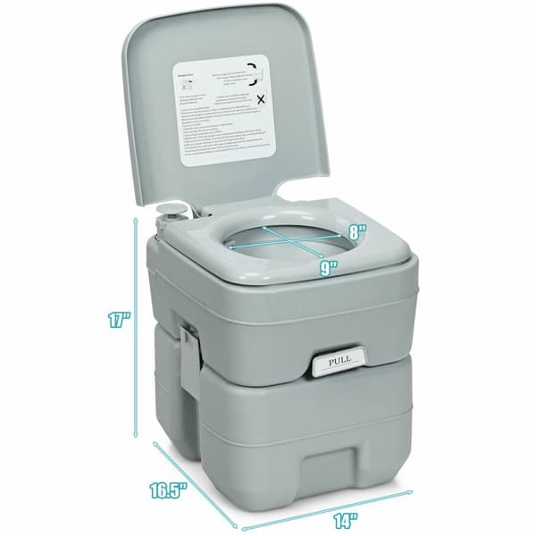Transportabelt toilet, 16,5x14x17 tommer, grå