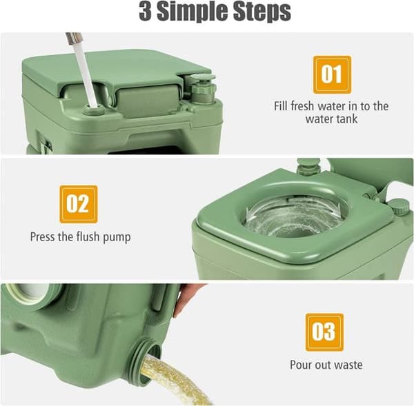 Transportabel campingtoilet, 42x36x43 cm, grå