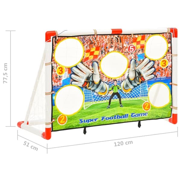vidaXL fodboldmål med målvæg til børn 120x51x77,5 cm
