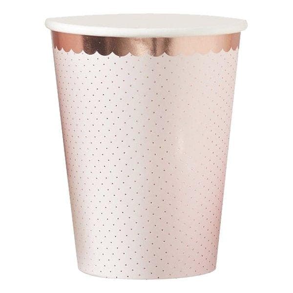 8-Pack - Pappersmuggar Blomster - Roséguld