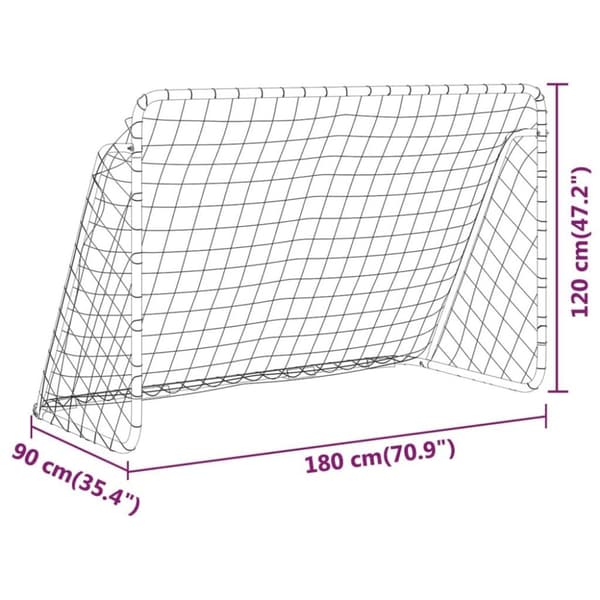 vidaXL fodboldmål med net 180x90x120 cm stål hvid