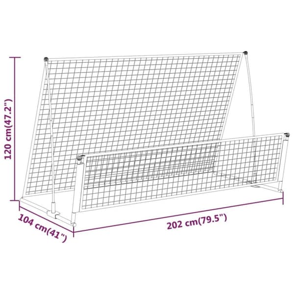 vidaXL 2-i-1 Fotballmål og stoppnett 202x104x120 cm stål