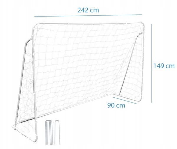 Fodboldmål - fodboldmål - 240x150x90 cm - med ankre - metal