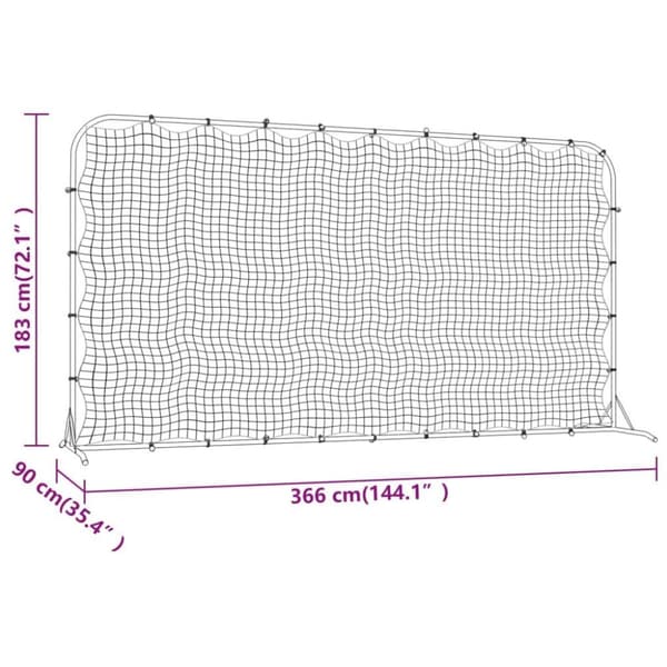 vidaXL fodbold-rebounder 366x90x183 cm HDPE sort