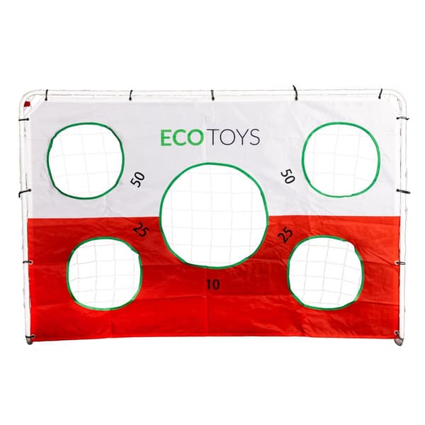 Fodboldmål - med perforeret klud - 180 x 61 x 122 cm - rød og hvid
