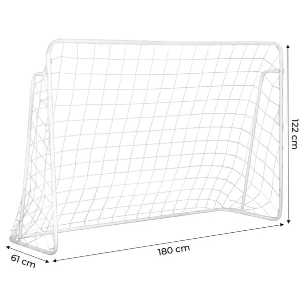 Fodboldmål - med perforeret klud - 180 x 61 x 122 cm - rød og hvid