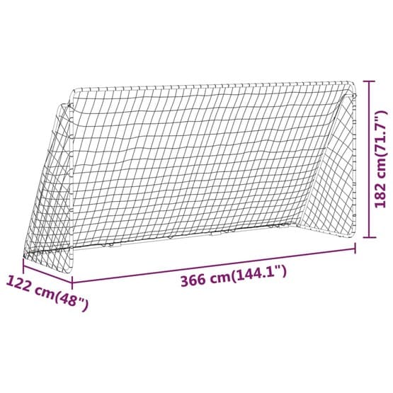 Fotbollsmål Med Nät Vit 366X122X182 Cm Stål