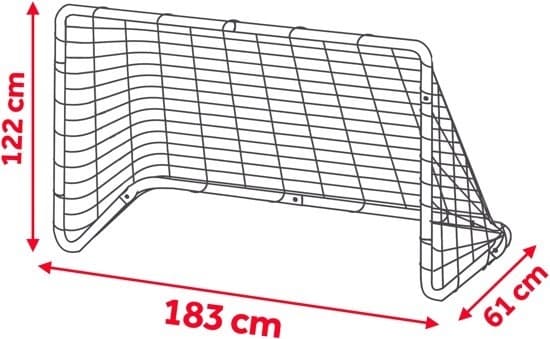 Fodboldmål 183x122x61 cm - rød og hvid - havefodboldmål