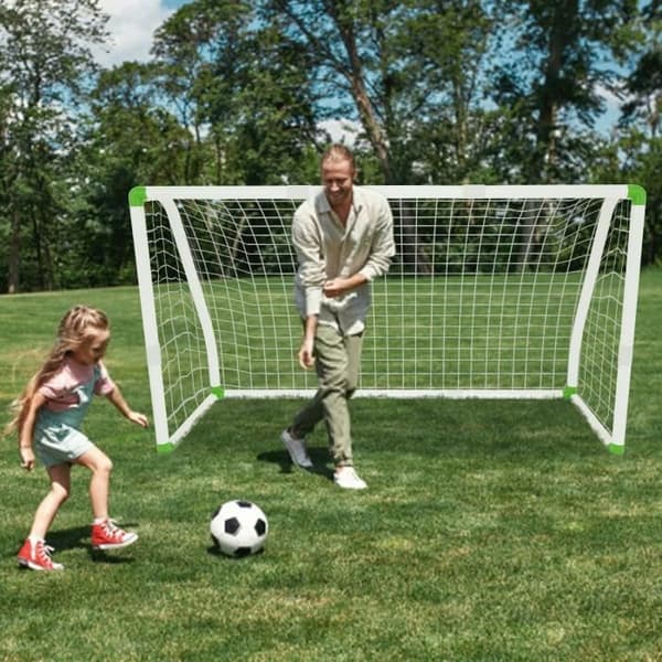 XMTECH Kids Football Goal Net Sports Game Outdoor Activity 245x90x155cm Vit