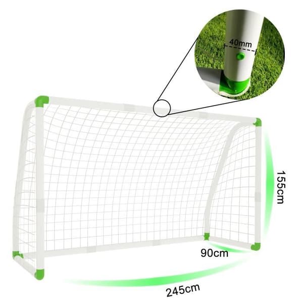 XMTECH Kids Football Goal Net Sports Game Outdoor Activity 245x90x155cm Vit