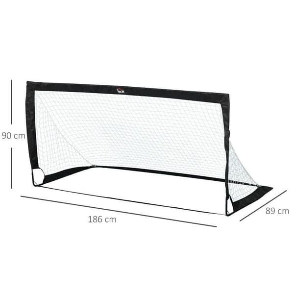 Rootz Fodboldmålsnet - Fodboldmål - Fodboldnetværket - Minimål - Sort - 186 x 90 x 89 cm
