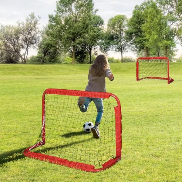 Rootz Fodboldmål - Fodboldnet - Sæt med 2 minimål - Sammenfoldelig - Rød - 90 x 36 x 60 cm