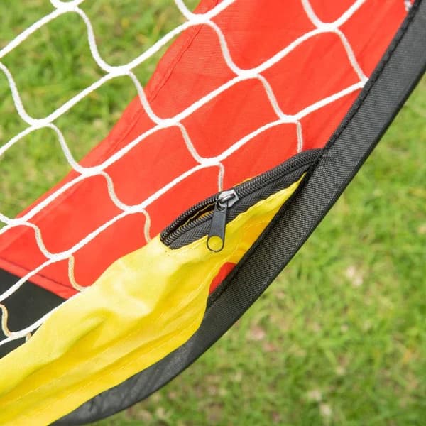 Rootz 2 fodboldmål med net - Fodboldmål - Foldemålsæt af 2 med bæretaske - Stål - Sort + Rød + Guld - 120 x 80 x 80 cm