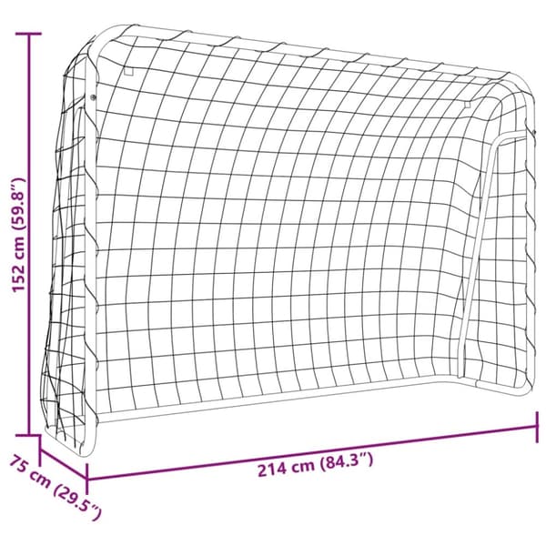 vidaXL Fotbollsmål med nät vit 214x75x152 cm stål & polyester