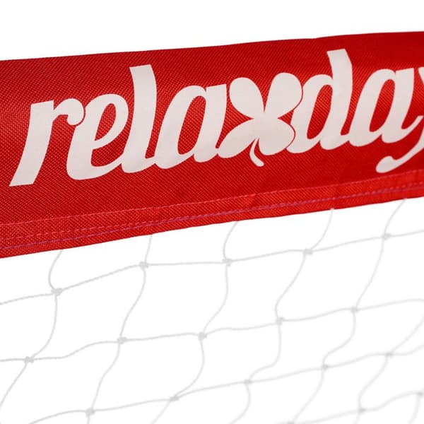 Relaxdays Fotbollsmål, set med 2, barn och vuxna, HLP: 110 x 150 x 75 cm, metall, stabil målnät för fotboll, röd