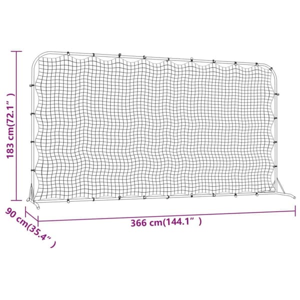 fodbold-rebounder 366x90x183 cm HDPE sort