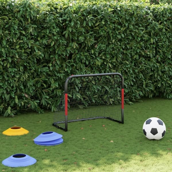 vidaXL Fotballmål med nett rødt og svart 90x48x71 cm stål