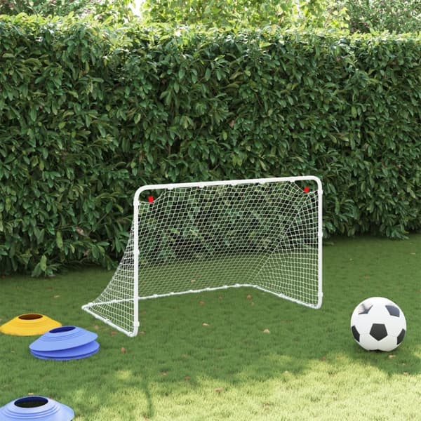vidaXL fodboldmål 122x81x81 cm stål hvid -  Fodboldmål