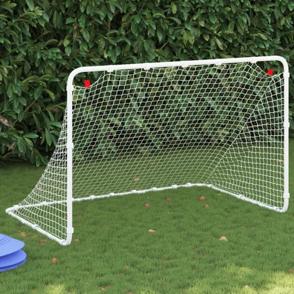 vidaXL fodboldmål 122x81x81 cm stål hvid -  Fodboldmål