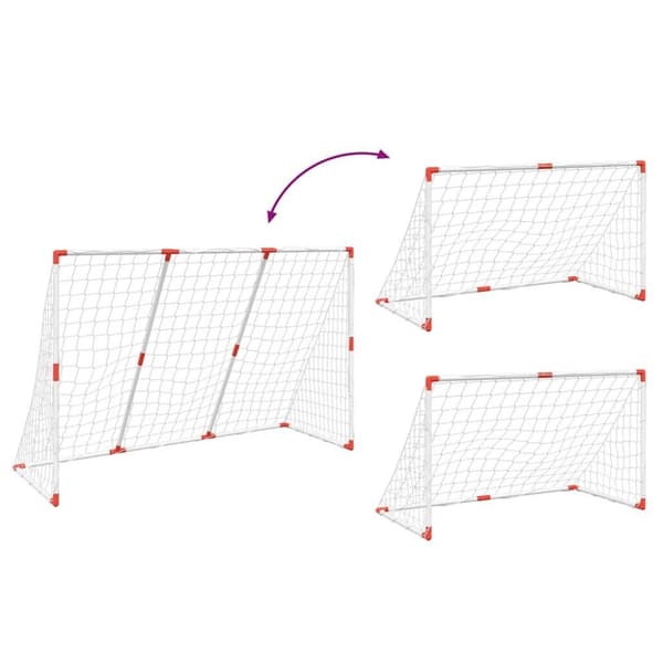 vidaXL Barnfotbollsmål med bollar 2-i-1 vit 184x64x124 cm