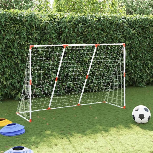 vidaXL fodboldmål til børn 184x64x124 cm med 2 bolde hvid