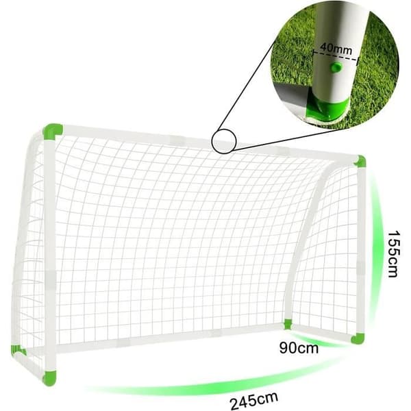YUENFONG PVC fotbollsmål för barn i alla väder, 245 cm x 155 cm x 90 cm