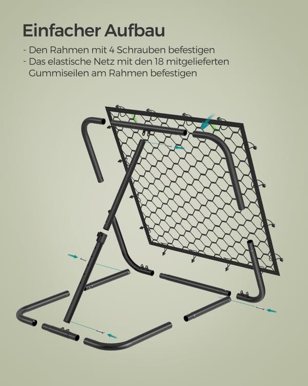 Rootz fodboldmålsæt - Fodboldnet - Bærbart mål - Galvaniseret stål - Letvægts - Nem montering - Blæk sort - 78,5 cm x 84,5 cm x (55-78,5 cm)