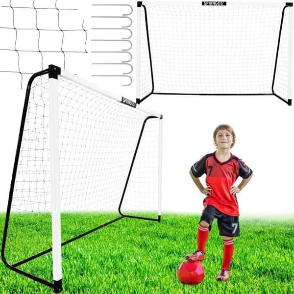 Fotbollsmål med nät 200 x 300 cm - SPRINGOS - Stål - Vit