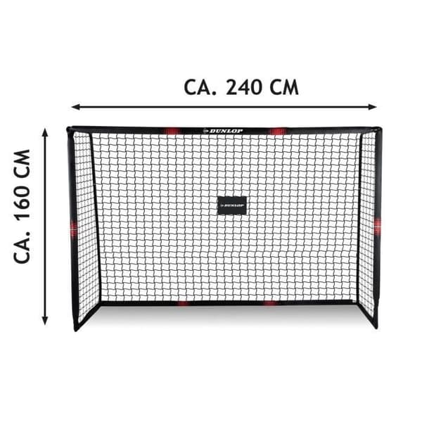 Dunlop Fotbollsmål - Metall - 240 x 160 x 85 cm - Fotbollsträningsutrustning för alla åldrar - Lätt att montera - Svart/...