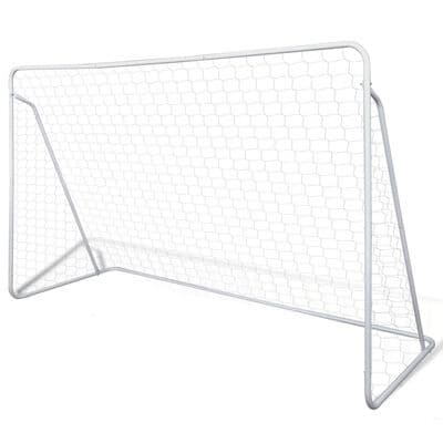 Fodboldmål - 240x160cm - med net og pløkker - hvid