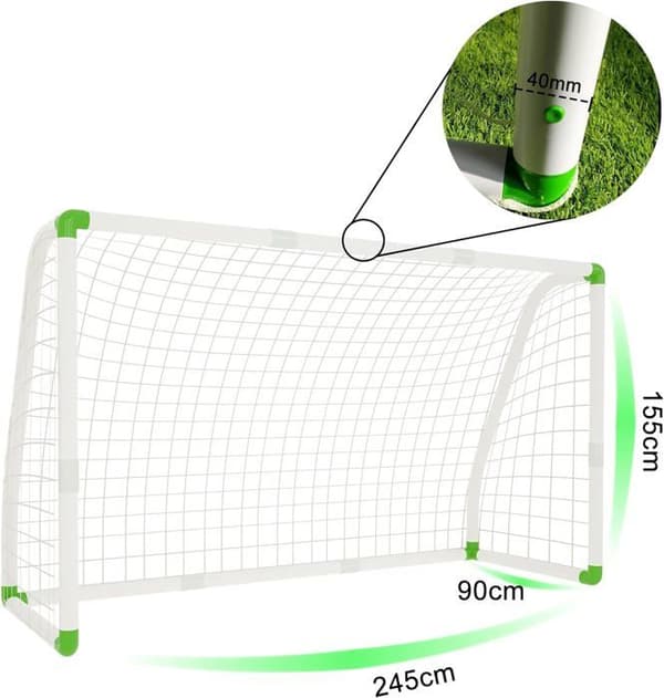 LARS360 PVC fotbollsmål, fotbollsrebounder, fotbollsmål för 5 spelare (2,45 x 1,55 m)