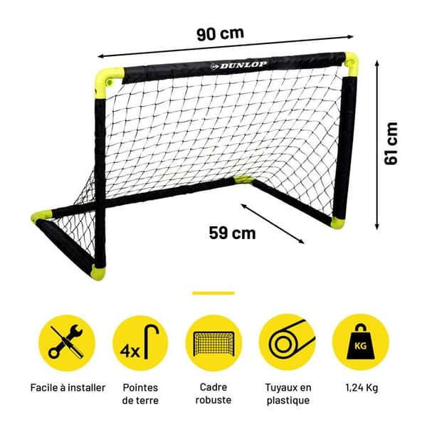 Fotbollsmål - Dunlop - Minimål - Fällbart - 90x59x61cm - För barn