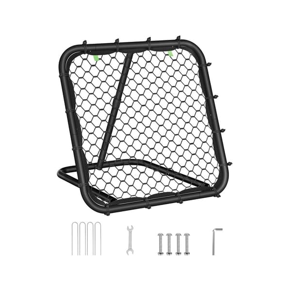 Fodboldmål, SONGMICS Rebounder, 78,5x84,5x(55-78,5) cm, Blæksort.