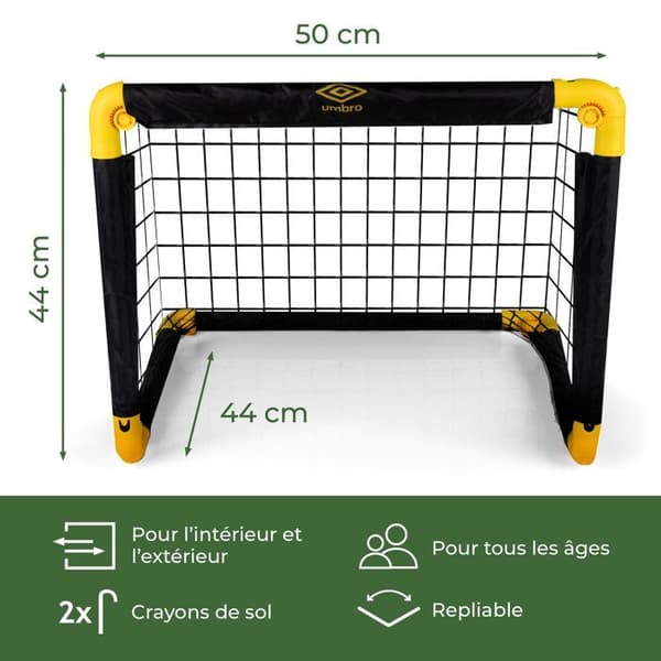 Vikbart fotbollsmål - Umbro - 50 x 44 x 44 CM - Svart/Gul - För barn och vuxna - Polypropen