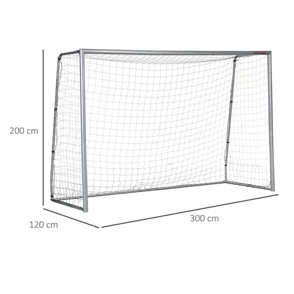 Fotbollsmål, med PE-Net Tyg, 300x120x200 cm, Grå