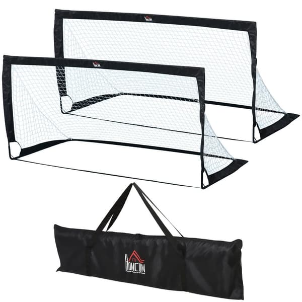 Fodboldmål Sæt, 186x90x89 cm, Sort