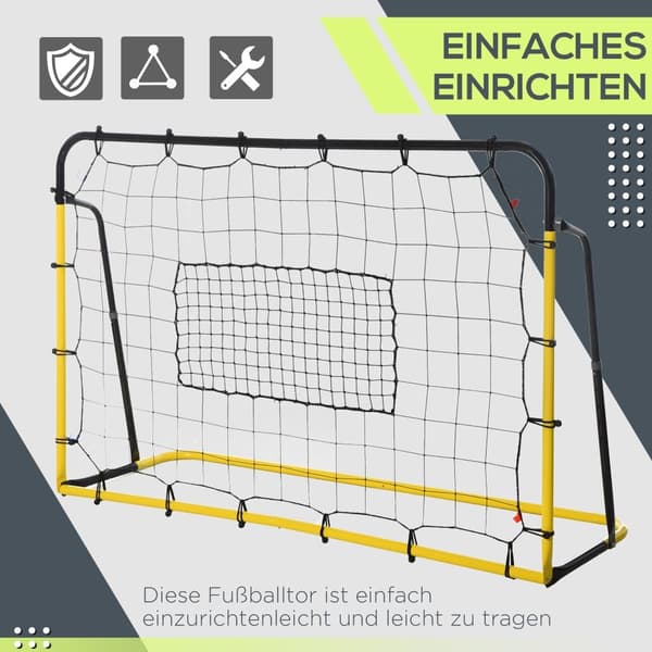Fodbold Rebounder Mål, Kickback, 184x63x123 cm, Gul Sort