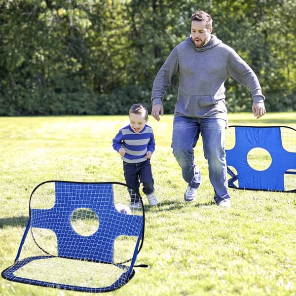 Pop Up Fodboldmål, 123x80x80 cm, Blå