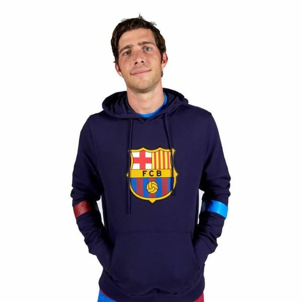 Tröja med huva Herr F.C. Barcelona Marinblå - L