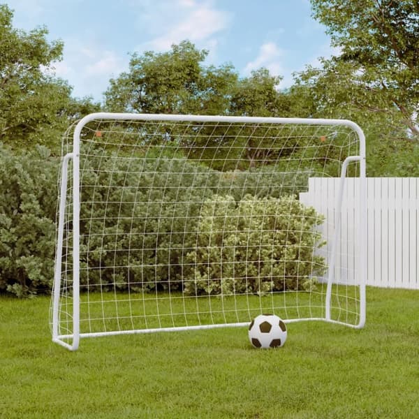 Fotbollsmål med nät vit 214x75x152 cm stål & polyester
