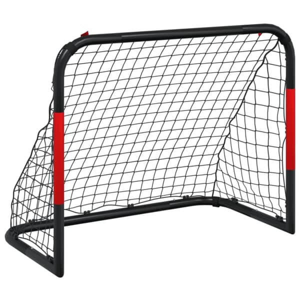 Fotbollsmål med nät röd och svart 90x48x71 cm stål