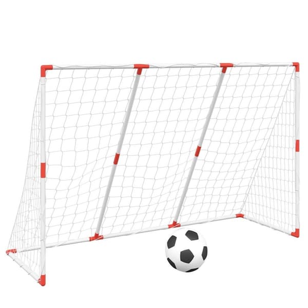 Barnfotbollsmål med bollar 2-i-1 vit 184x64x124 cm