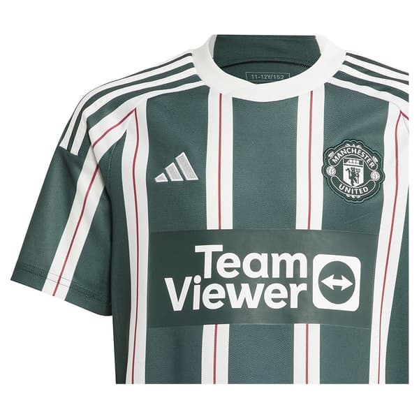 Adidas Junior Kortärmad T-shirt Borta Manchester United Fc 23/24 Grönt 9-10 Years