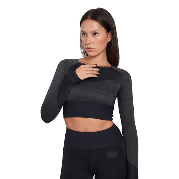 Umbro Långärmad T-shirt Pro Training Cropped Grå M Kvinna