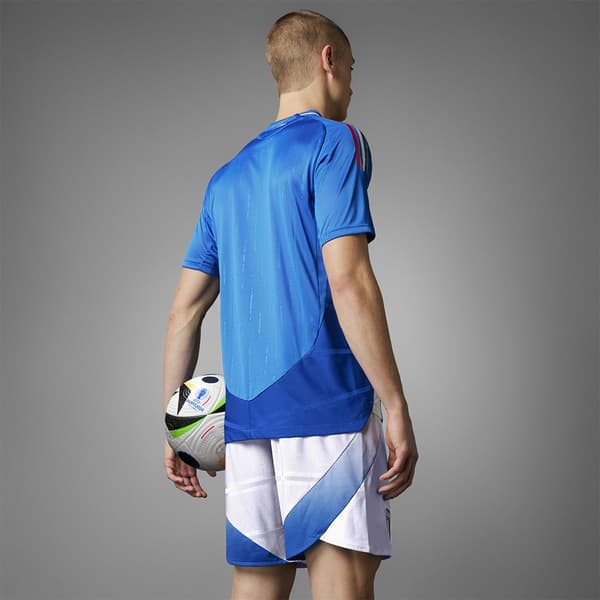 Adidas Italy Authentic 24/25 Korthærmet T-shirt Til Hjemmet Blå L