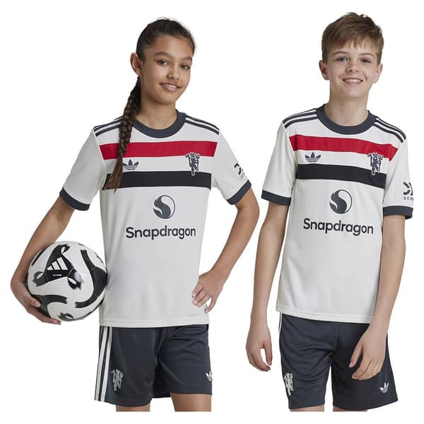 Adidas Manchester United 3 Stripes 24/25 Junior T-shirt Med Kort ärm  15-16 Years